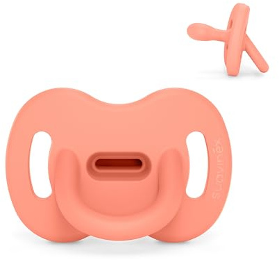 Suavinex, Ciuccio Tutto in Silicone, per Bambini 0/6 Mesi, Ciuccio con Tettarella Simmetrica Sx Pro, Super Morbido e Flessibile, Ideale per Dormire, Color Essence, Peach Pink