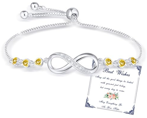 Esmoly Pulsera Mujer Infinity Bracelet Brazalete Plata con 5A Circonia y 12 tipos de Piedras Naturales Ajustable Regalos Originales Para Mujer Niña (11)