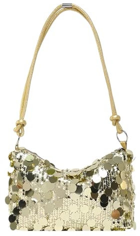 Uoocg Clutch Silber Glitzer Pailletten Tasche Schultertaschen Abendtasche Damen Hohe KapazitäT Mit ReißVerschluss Handtasche FüR Prom Hochzeit Party Bankett (gold)