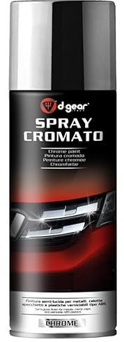 D-GEAR Vernice Spray Cromo 400ml | Effetto Specchio Semi-lucido | Resistente Esterni/Interni | Per Metallo e Plastiche ABS