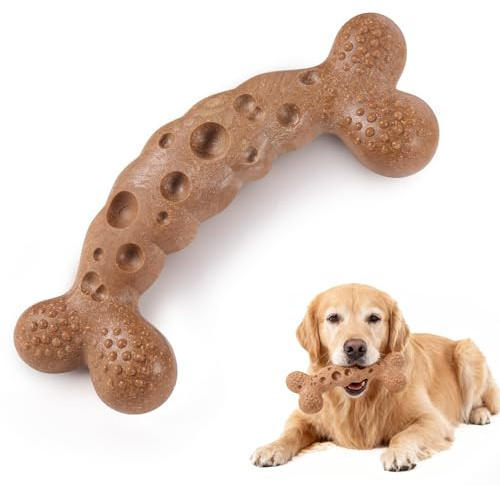 JoviQ Dog Chew Toy for Aggressive Chewers Bacon Flavored Indestructible Dog Bone Toys for Medium/Large Breed to Keep Them Busy