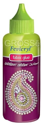 World of Sparkles Fevicryl Fabric Glue for Gems Acrylic Rhinestones Clothes Shoes Adhesive Bonds Machine Washable, 80ml - White