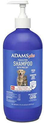 ADAMS Plus Flea & Tick Shampoo with Precor for Dogs, Cats, Puppies & Kittens, Flea Shampoo to Treat Flea Infestations, Kills Ticks, Fleas, Flea Eggs & Lice, Cleans and Conditions Coat, 24 Ounces