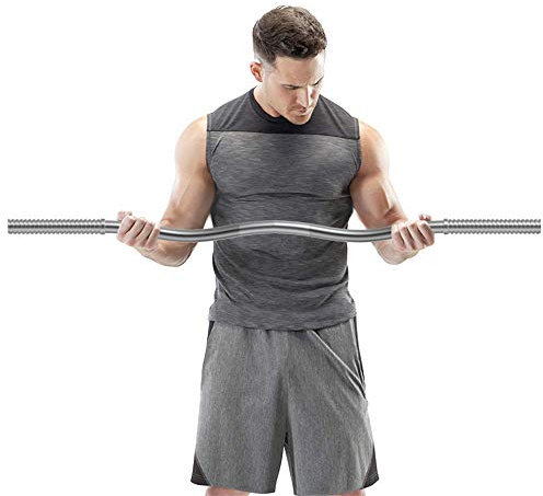 Curlstange Langhantelstange Curlhantel SZ Stange Hantelstange mit Federklammern Länge 120cm| Ø 24mm | 4.5kg | Tragkraft max. 200 kg