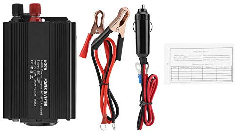 Tiiyee Inversor de Onda Sinusoidal,Inversors Corriente Sinusoidals Pura Corrección Panel Solar Convertidor 12V CC a 220V Puerto USB Eenchufe Multifunción 600W Potencia Continua Power Inverter Coche