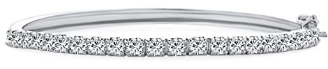 Bling Jewelry Pulsera Clásica de Moda Nupcial AAA de Circonita Cúbica Corte Princesa CZ 1/2 Eternidad Apilable Tipo Tenis para Mujer, Fiesta, Boda Plateada de 7-7.5 Pulgadas