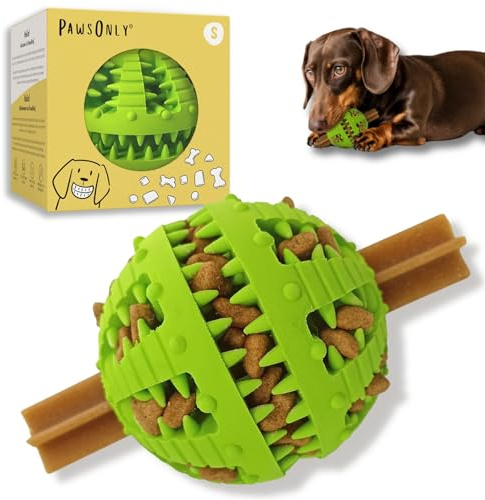 PawsOnly | Hundespielzeug | Leckerli Ball für Hunde | Intelligenzspielzeug | Snackball Hund | Hundebeschäftigung | Futterball Naturkautschuk | Welpenspielzeug | Zahnputzball (Klein 6 cm, Grün)