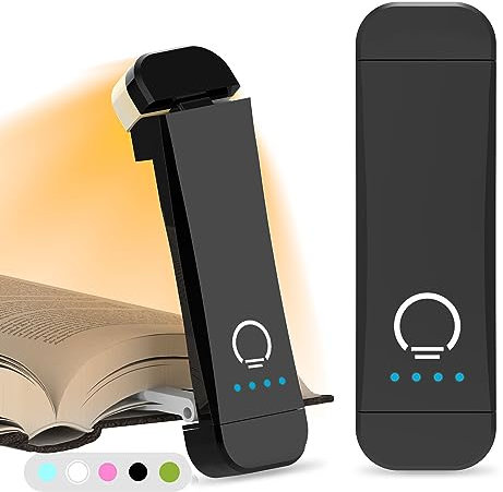 HIONXMGA Luce per Lettura Libri a Letto,Luce da Lettura a LED portatile con clip,3 Colori ambra e regolazione continua della luminosità,Lampada Lettura ricaricabile USB,perfetta per Amanti dei Libri