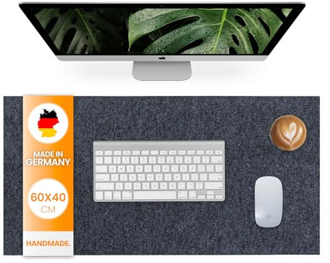 Schreibtischunterlage Filz 60x40cm - Made in Germany - Waschbare Unterlagenmatte aus Upcycling rPET - Großes Mauspad - Schreibtisch Unterlage Easy and Green® (Grau, 60cm x 40cm)