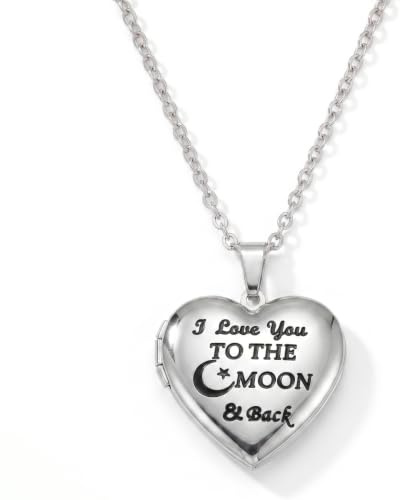 PHOCKSIN Collane con medaglione fotografico personalizzate per le donne collana con cuore amore per ragazze collana con medaglione a cuore in argento per le donne, 1.1 inch x 1.1 inch, Acciaio
