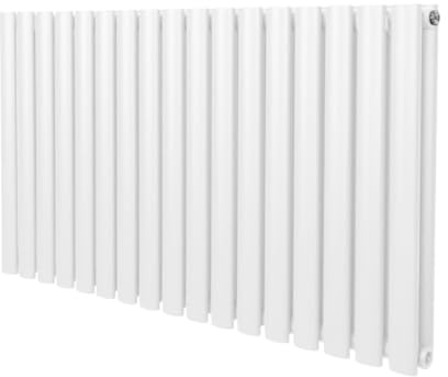 Radiatorer med Ovala Kolumner 600mm x 1020mm Modern Designer Dubbelpanel Centralvärme Element Vit Stål Horisontal Kök Vardagsrum GRATIS Rengöringsborste Monteringskit & Beslag