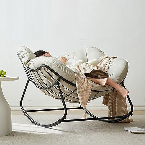 Modern Lounge Rocking Glider Chair With Thick Soft Seat High Back Wide Armrest - Ideal Nursing Chair With Thick Padded Cushion For Living Room & Balcony