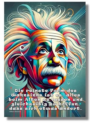 CLEAN SPORTS Albert Einstein Poster DIN A1 – Farbenfrohes Wandbild mit Zitat – Inspirierende Wanddekoration – Perfekt für Büro, Wohnzimmer & Arbeitszimmer (DinA1)