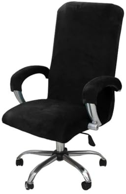 HJGUI Housse de Chaise de Bureau en Velours pour Ordinateur, Protection de Fauteuil, Chaise de Maison Noire, avec accoudoir, Housse de Jeu 2024, Noir L (58 69 cm)