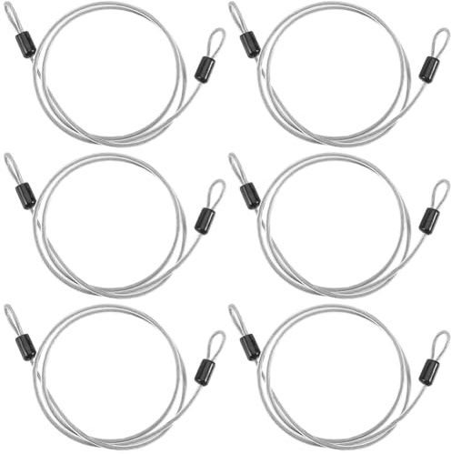 GORGECRAFT 6 Cable de Acero de Seguridad de 100cm*4mm con Bloqueo de Cable de Seguridad de Acero Inoxidable con Revestimiento Transparente para Cuerda de Alambre con Bucles Dobles Cuerda de Bloqueo