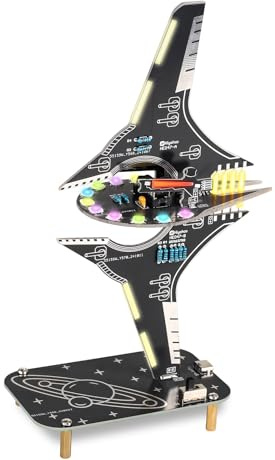 DONGKER Soldering Kit, Spaceship Styling RGB LED Light Soldering Exercise Kit, DIY Soldering Project Lamps Kit with 4 LED Blink, Space Shuttle DIY Electronic Kits for Soldering Education and Learning