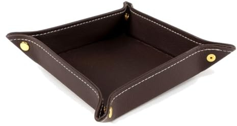Vaciabolsillos de Polipiel, Organizador de Entrada para Llaves, Llaves Coche y Carteras, Marrón y Negro. 15x15x3Cm (Marrón)