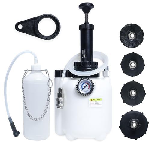 RIODEMBO 3L Manueller Bremsenentlüftungssatz mit 1L Entlüftungsflasche und 4 Hauptzylinderadaptern, universelle EIN-Personen-Bedienung Bremsflüssigkeits-Vakuumpumpe für die meisten Fahrzeuge