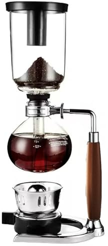 TAMUME Cafetera de sifón rústico con mango de madera de 5 tazas