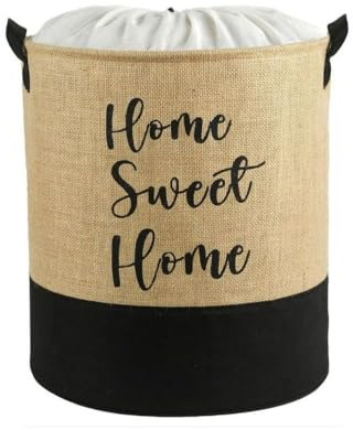 Prendi Home - Cesto para ropa en yute, plegable, 37 x 40 cm, efecto natural, ideal para habitación infantil, salón o baño