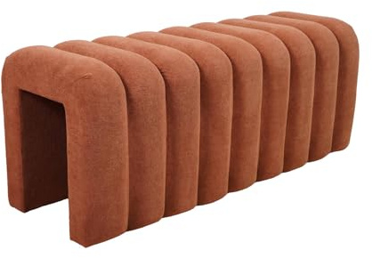 sweeek - Banco, pie de Cama contemporáneo de Tela, Ito, Naranja, 114x40x45 cm