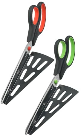 PAMINGONO Forbici per Pizza in Acciaio Inox 2 Pezzi con Base per Servire Nero, Resistenti e Lavabili in Lavastoviglie per Serate Pizza a Casa