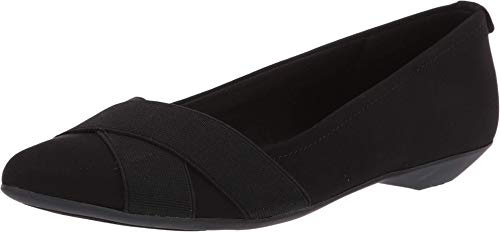 Anne Klein Women's OALISE Flat Shoe, Black/Black, 8.5 M US