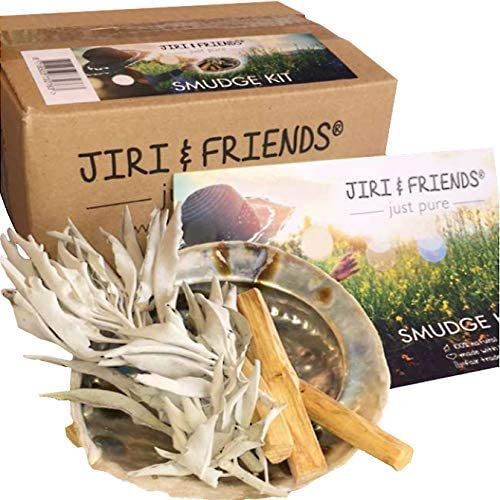 Smudge KIT Jiri & Friends Weißer Salbei und Palo Santo und Abalone Muschel Fair Trade Räucherset White Sage Räucherwerk
