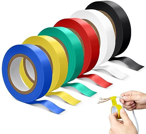 Lot de 6 rubans adhésifs d'isolation électrique de couleur mixte, 16 mm × 15 m, 90 mètres au total