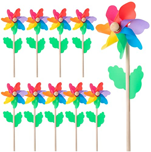 Mr. Pen- Rainbow Flower Pinwheels, 10 Pack, Pinwheels for Yard and Garden
