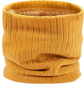 HGDGears Fleece halsvärmare vindtät termisk stickad snodd halsduk för män kvinnor tjock vinter kallt väder stickad cirkel halsduk för utomhussport, gUL, en storlek