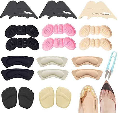 11 Paires Coussinets de Coussin de Talons Coussinet Avant-pied Coussinet Chaussure Trop Grande Protection Talon Coussinets Femme Doublure Auto-Adhésif Semelles Protège Poignées Protecteur Soins Pieds