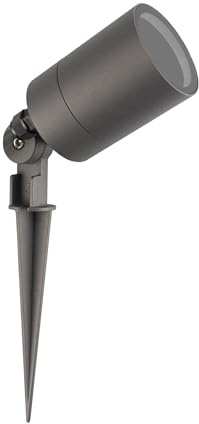 Ledvion LED Gartenstrahler Aluminium, IP65, GU10 Fassung, 2m Kabel mit Stecker, Erdspießstrahler Anthrazit