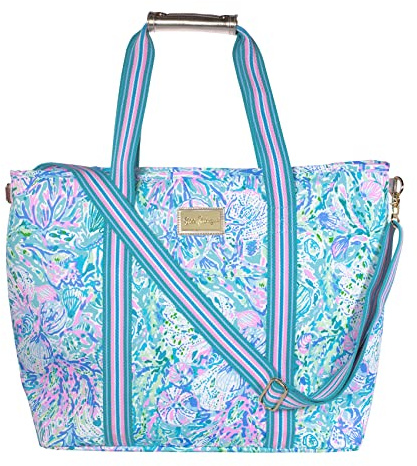 Lilly Pulitzer Picnic and Beach Cooler Bag, Insulated Soft Cooler with Adjustable Shoulder Strap and Zippered Top, Large for Groceries or Travel, Soleil It On Me