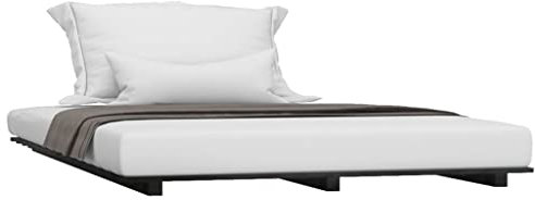 vidaXL Solid Wood Pine Bed Frame 140x190 cm in Black - Easy Assembly, Ideal for Modern and Bohemian Bedroom Styles, Comfortable with Sturdy Slats