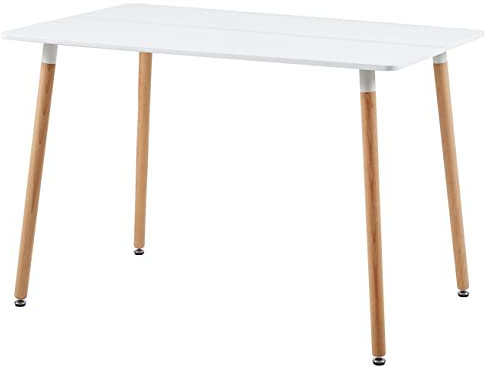 FURNITABLE Rechteckiger Esstisch Skandinavisch I Esszimmertisch mit MDF Tischplatte I Buchenholz für Esszimmer Wohnzimmer Büro I 110 x 70 x 74 cm I Weiß