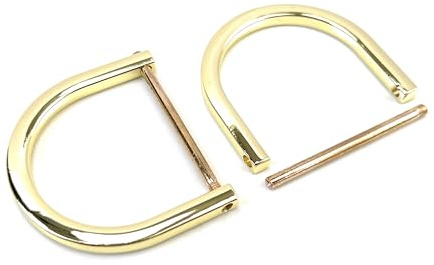 VersaKits 4 Pcs Heavy Duty D Rings Screw in Shackle 1-1/2 Inch Green Light Gold U Shape Replacement D Ring for Purse Keychain Dog Collar