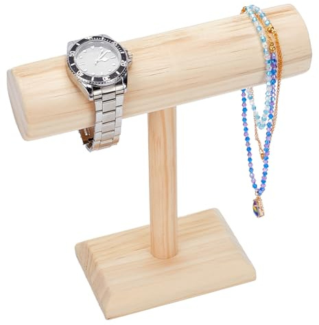 nbeads Porte-Bracelet en T en Bois, Présentoir à Bijoux en Bois Détachable Présentoir à Bijoux Présentoir à Bracelet pour Bijoux Usage Domestique Vente au Détail D'Affichage, Blé, 7.7x20x21 cm
