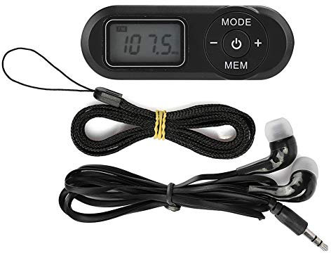 Personal Radio with Earphones, Mini Radio Pocket Radio with Headphones, Portable LCD Digital FM Radio Music Player with Earphone