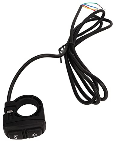 Interrupteur de klaxon pour vélo électrique 12-72V, 22,2 mm/0,87 po remplacement de l'interrupteur de commande de phare et de klaxon accessoire de bouton de commutateur de klaxon 2 en 1