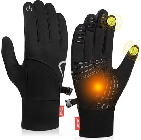 Fahrradhandschuhe Herren Winter, Thermo Handschuhe Damen [Touchscreen & Winddicht und rutschfest] Laufhandschuhe für Outdoor-Aktivitätenwie Arbeiten, Radfahren, Autofahren, Skifahren