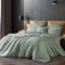 Gezu Mako Satin Bettwäsche 155x220cm Baumwollesatin Bettbezug Grün 3 Teilig Weich Atmungsaktiv Bettwäsche aus 100% Baumwolle Bettbezug 155x220cm und 2 Kissenbezug 80x80 mit Reißverschluss