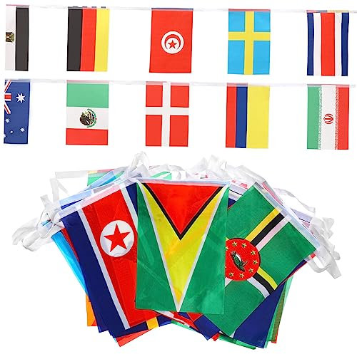 Zerodeko 200Stücke Sportflaggenbanner Hängende Länderflaggen Wimpelkette für Fußball Wm Dekoration Zufällige Nationalflaggen für Sportevents und Partys