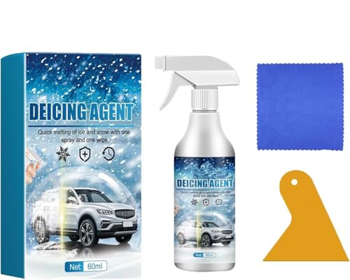 Auto Scheibenenteiser Set, Scheibenenteiser Enteiser Spray Auto, Entfroster | Sprays Auto, Windschutzscheiben-Enteisungsspray, Enteisungs-Anti-Frost-Spray, 60ML