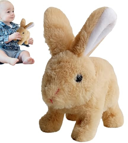 Conejito interactivo realista, juguetes de conejito interactivo para niños,Juguetes de figura de felpa interactiva Conejito relleno | Saltando, sacudiendo y temblando orejas, animales de peluche elect