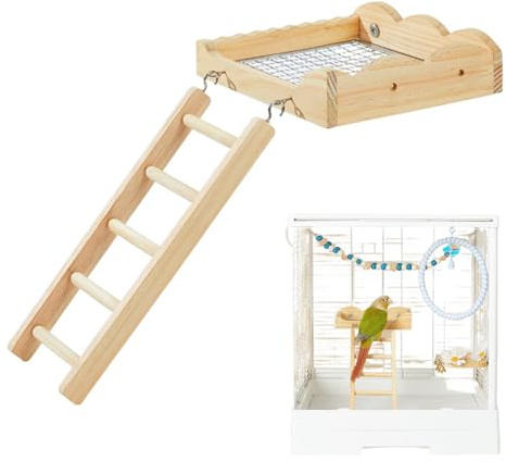 Escalera para Jaula de Aves | Juguete de Madera para Jugar,Soporte de Ejercicio para Aves,para periquitos, ninfas, agapornis, Canarios, jilgueros, gerbos, cobayas, hámsters