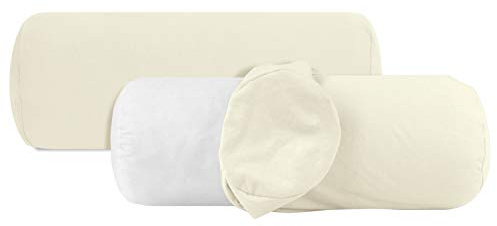 Npluseins Lot de 2 Housse de Coussin pour traversin 40x15 en Coton Jersey - certifié Oeko-TEX - Taie de traversin Doux et Confortable - Plusieurs Couleurs 1331.1812, Blanc Naturel | Certifié Öko-Tex Standard 100, fermeture éclair, indéformable, résistant, agréablement doux, lavable jusqu'à 60 °C