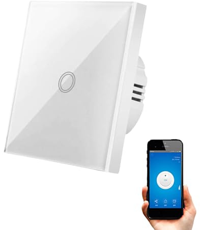 Interruptor WiFi Táctil Inteligente de Pared compatible con Alexa, Google Home y Smart Life, iOS y Android, Programable, No Necesita Neutro – Smartfy (Simple)