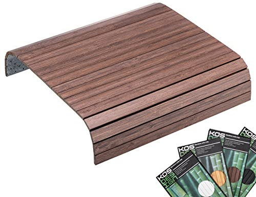 Bambubricka för Soffarmstöd – Antiglid, Flexibel Passform för Alla Armstöd - 41,5x34x1cm – Sidobord i Bambu med Elegant Design – För Dryck & Snacks (Svart) (Mörk)