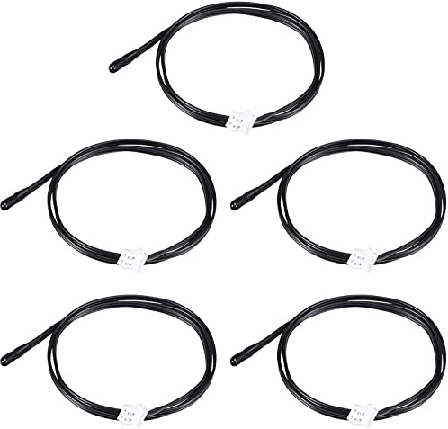 Hsthe Sea 5Pcs 10K Temperature Sensor Probe, Waterproof Temp ​Sensor Probe 3950 NTC, Digital Transmitter Extension Cable-Rubber Head